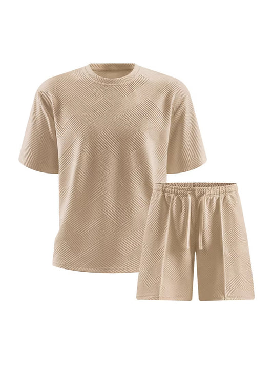 2026 Summer Cross-Border Amazon 3D Sports Suit Men's Short Sleeve T-Shirt + Shorts Casual Sportswear Two-Piece Set