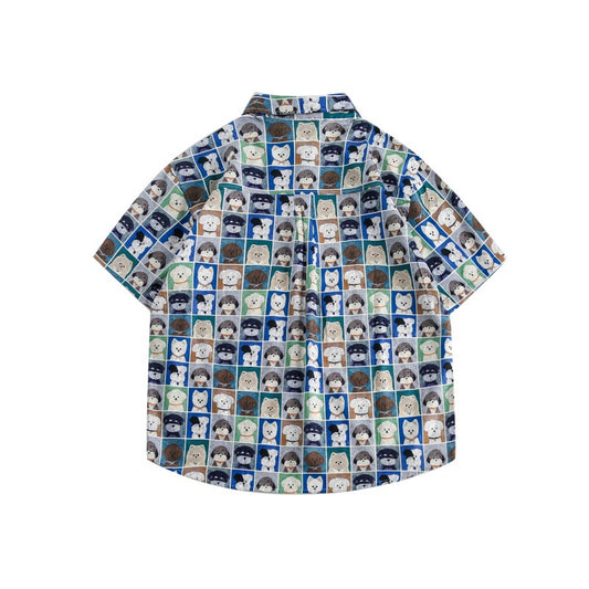 Catalog 2025 Summer New Youth Fashion Creative Casual Stylish Puppy Full Print Design Loose Short-Sleeved Shirt