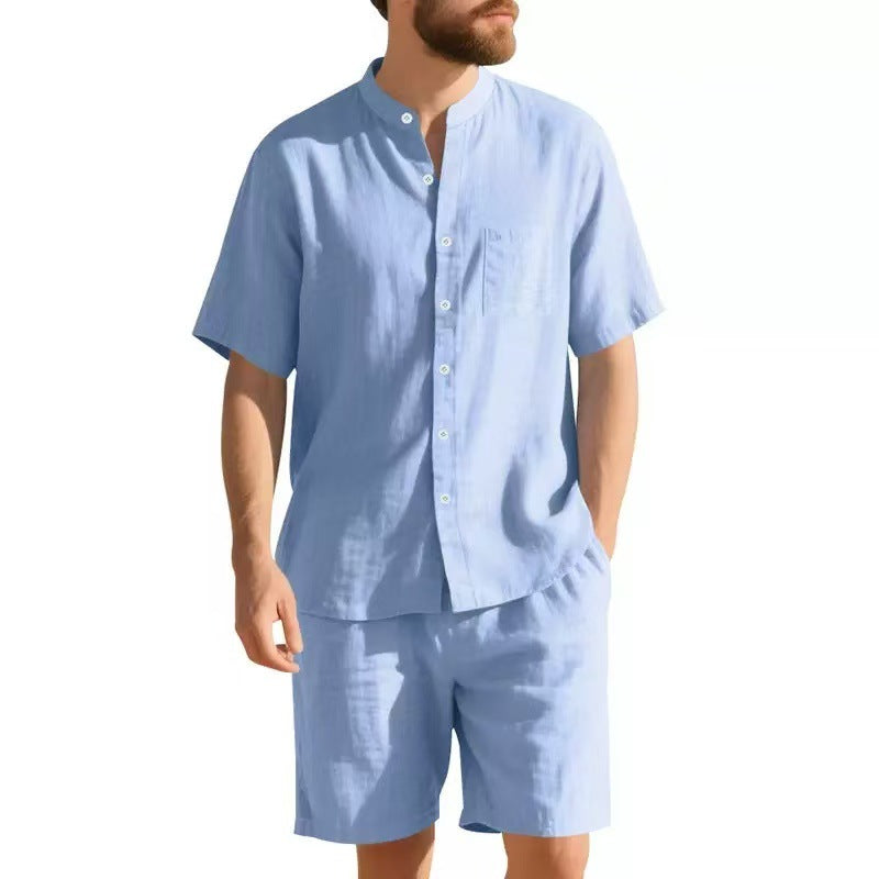 2026夏季跨境亚马逊3D运动服套装男短袖T恤休闲短裤两件套
