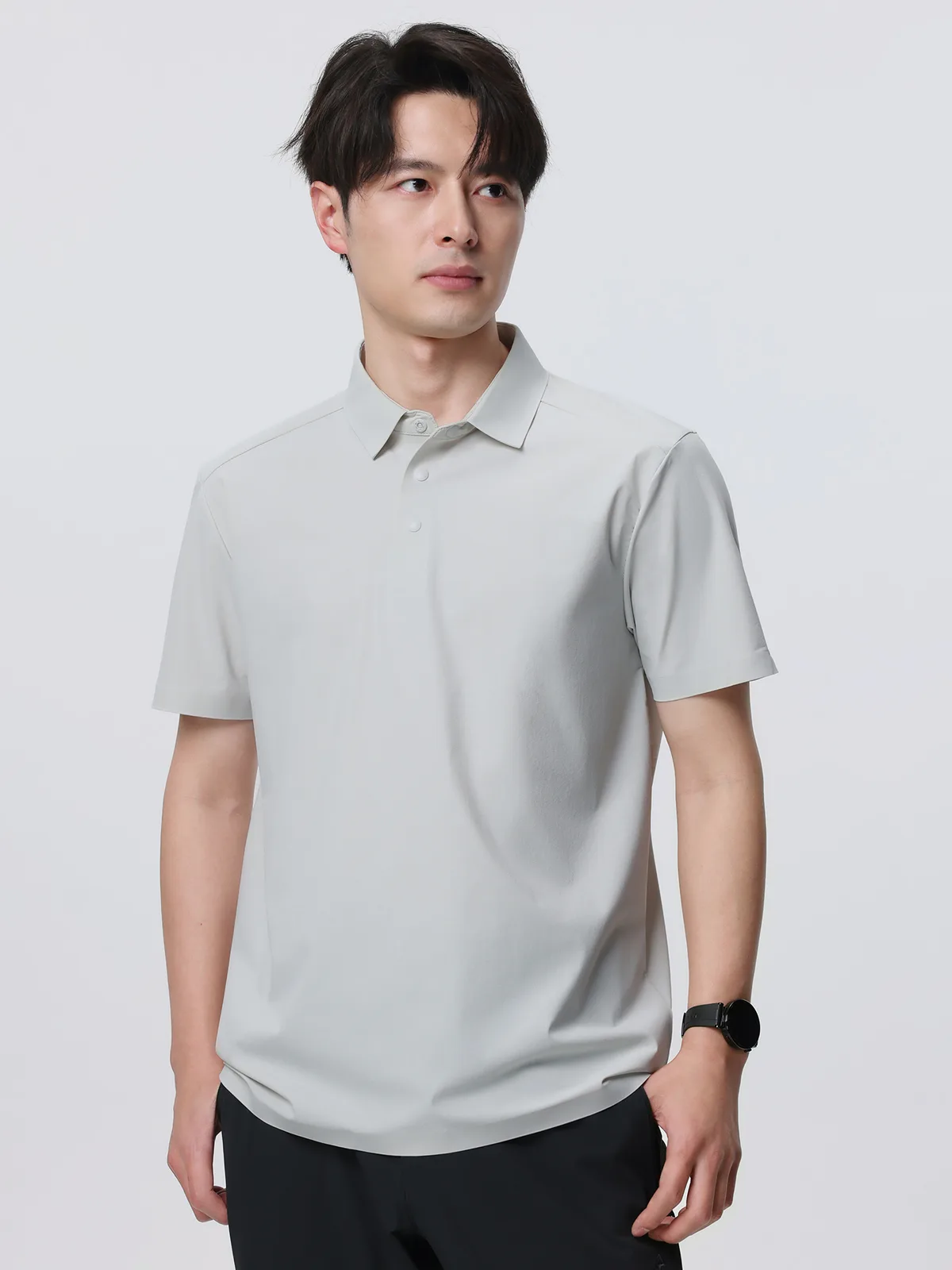 Men's Ice-Silk Polo Shirt with Turn-Down Collar
