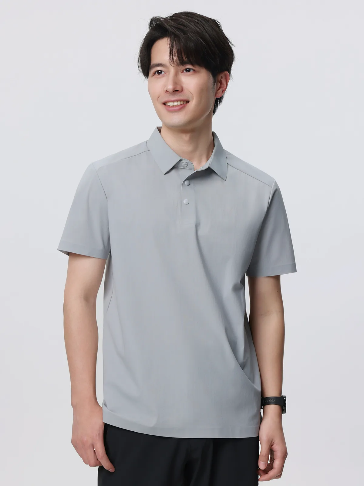 Men's Ice-Silk Polo Shirt with Turn-Down Collar