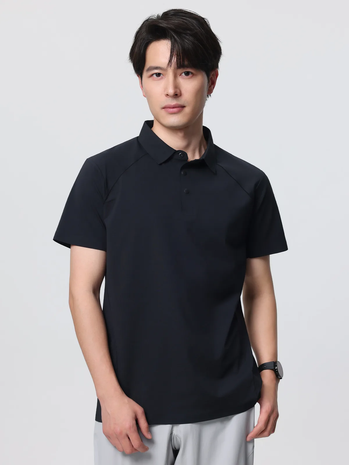 Men's Ice-Silk Polo Shirt with Turn-Down Collar