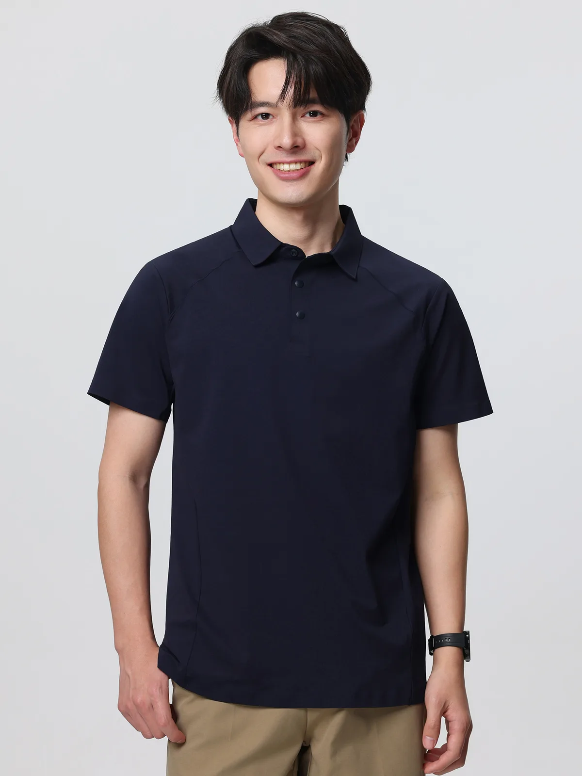 Men's Ice-Silk Polo Shirt with Turn-Down Collar