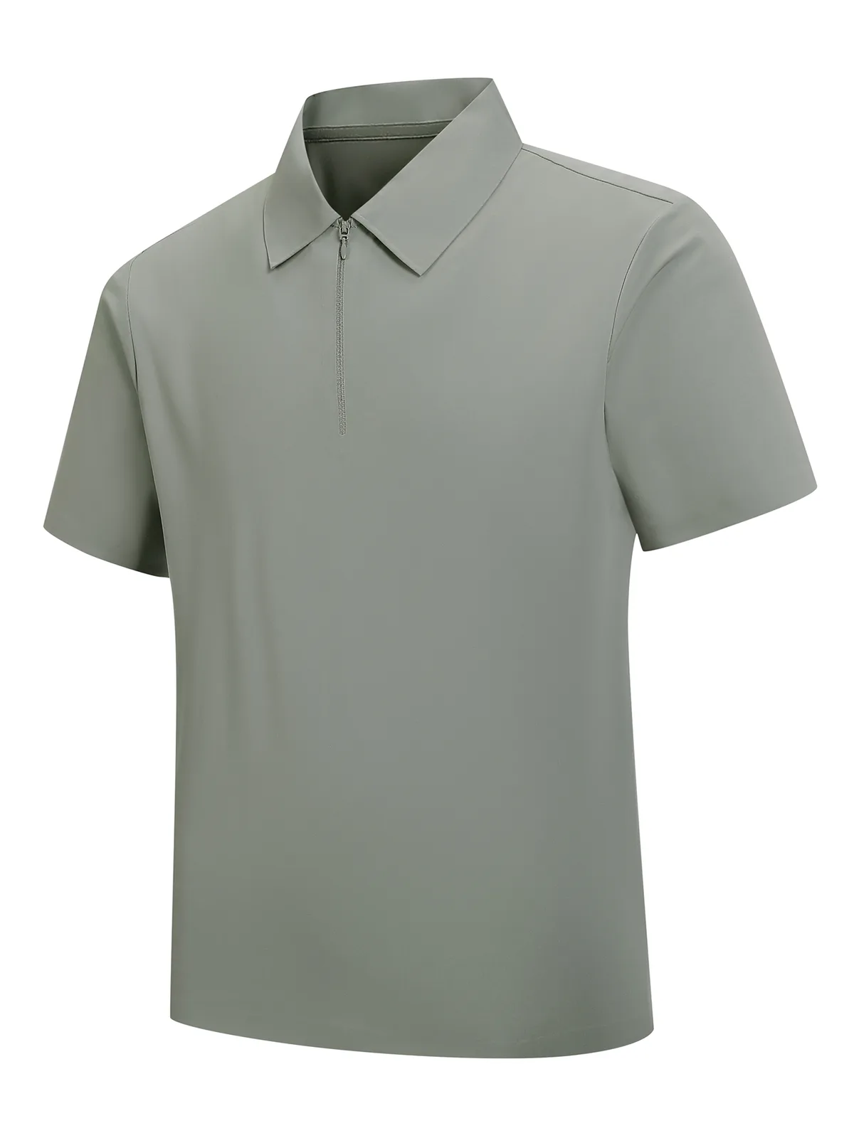 Men's Ice-Silk Polo Shirt with Quarter-Zip
