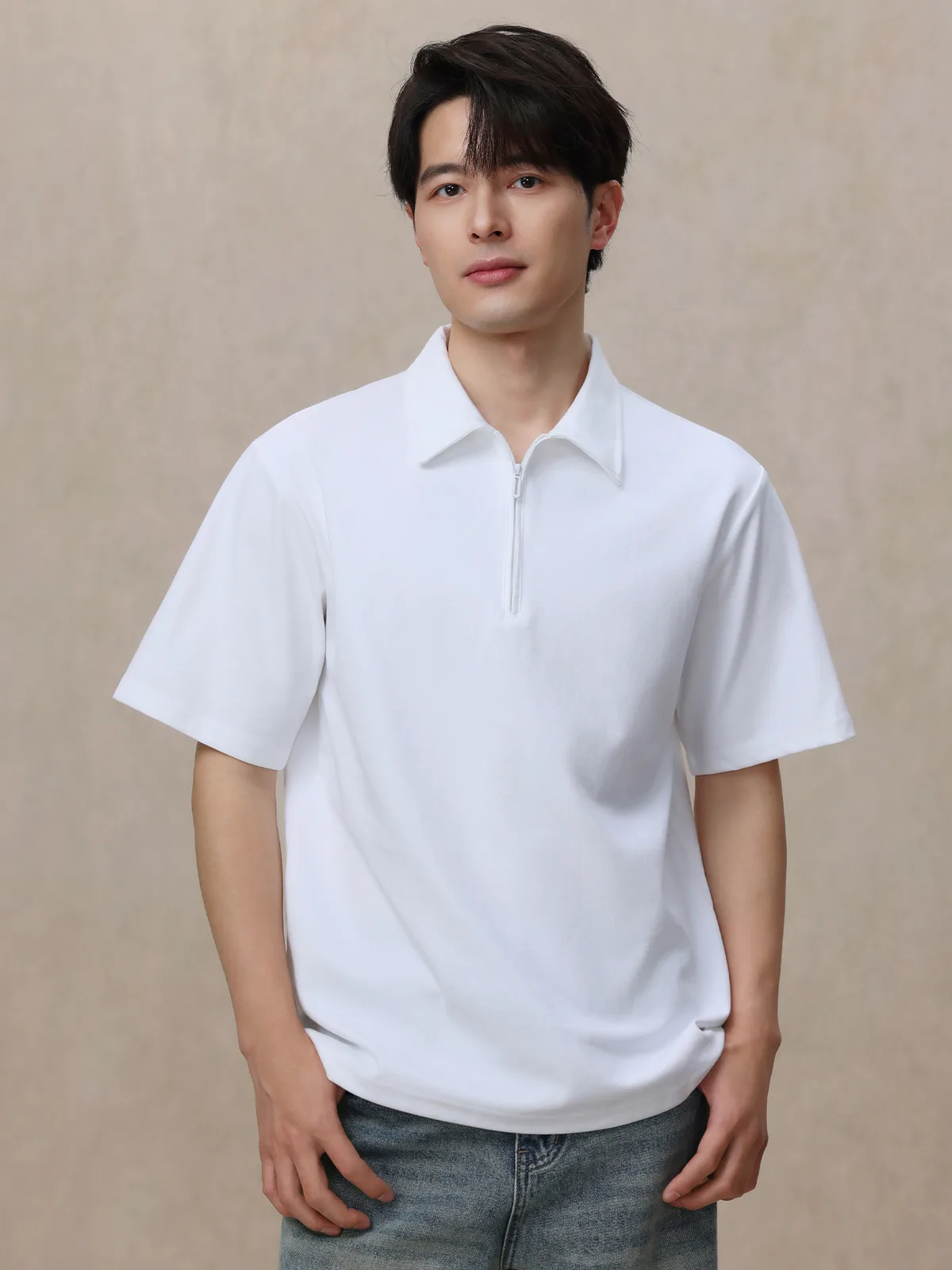 Men's Polo Shirt with Quarter-Zip