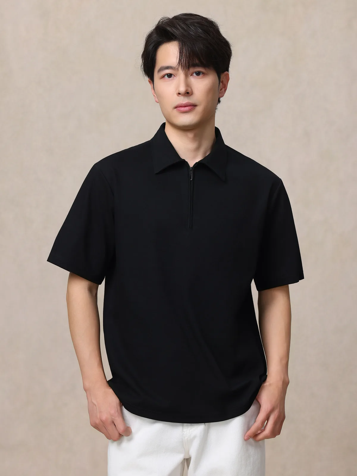Men's Polo Shirt with Quarter-Zip