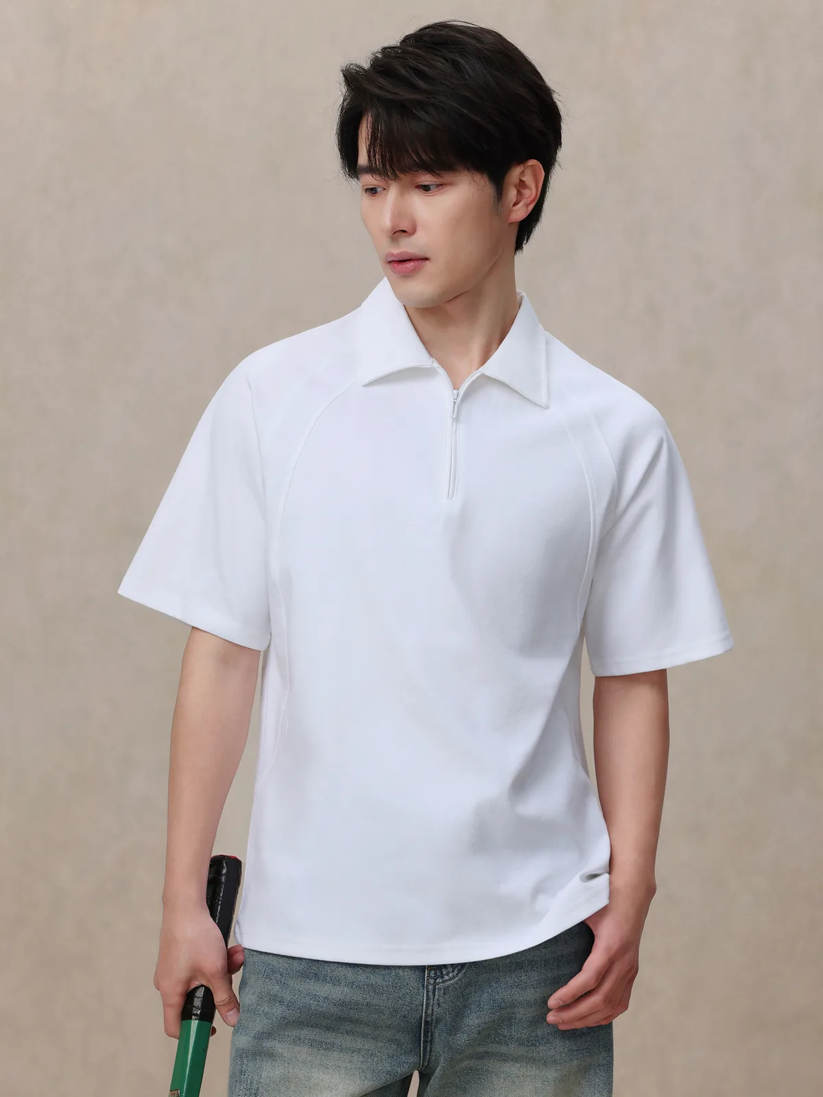 Men's Polo Shirt with Quarter-Zip