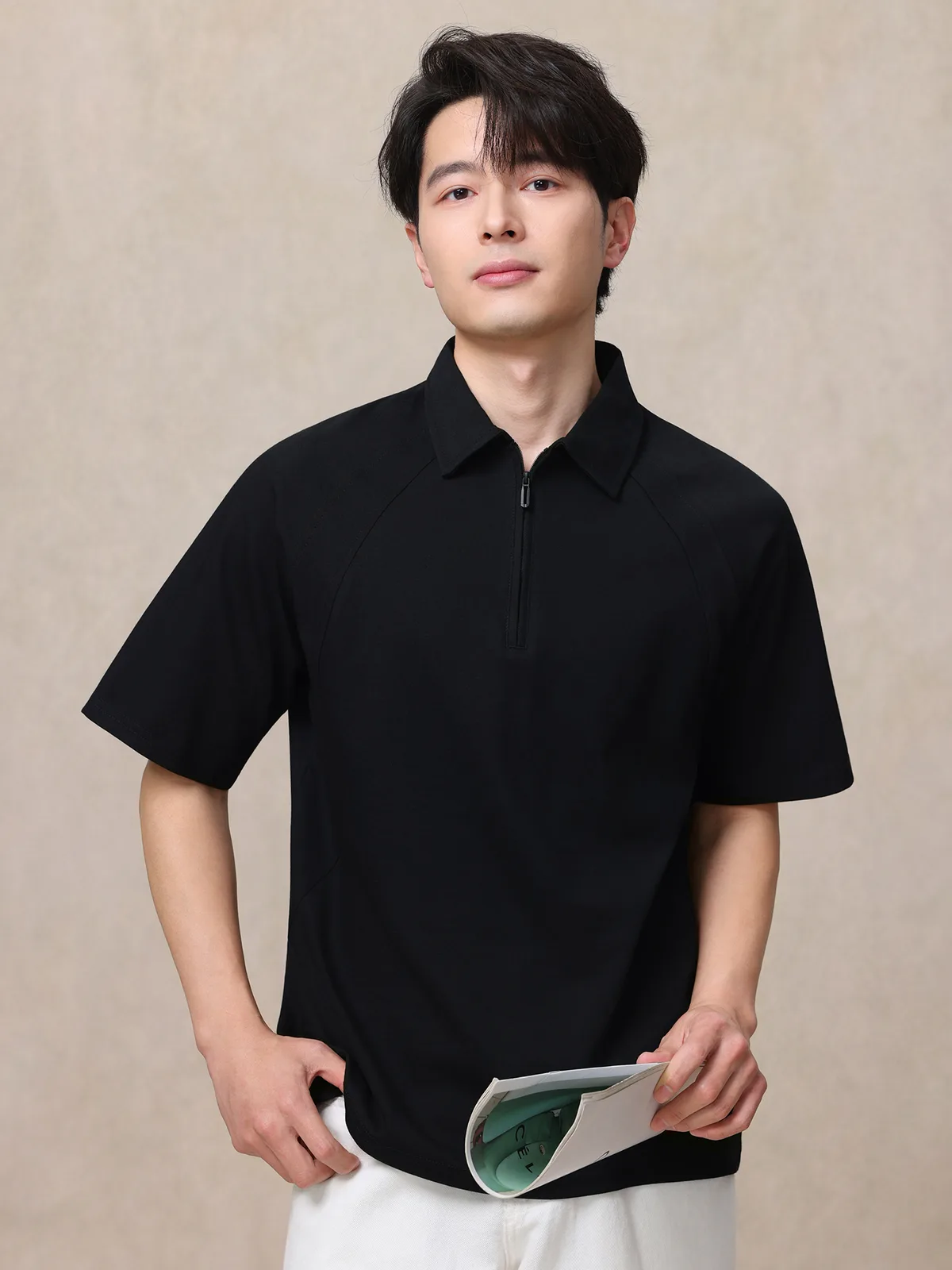 Men's Polo Shirt with Quarter-Zip