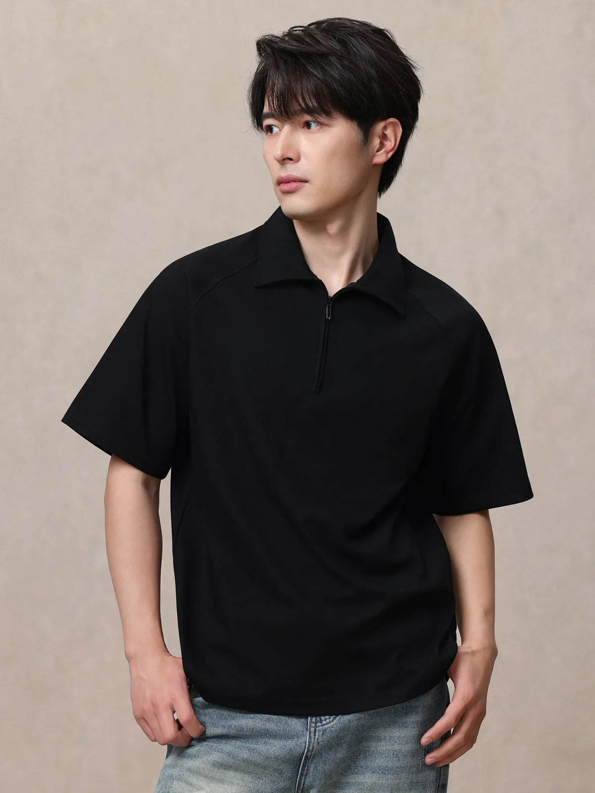 Men's Polo Shirt with Quarter-Zip