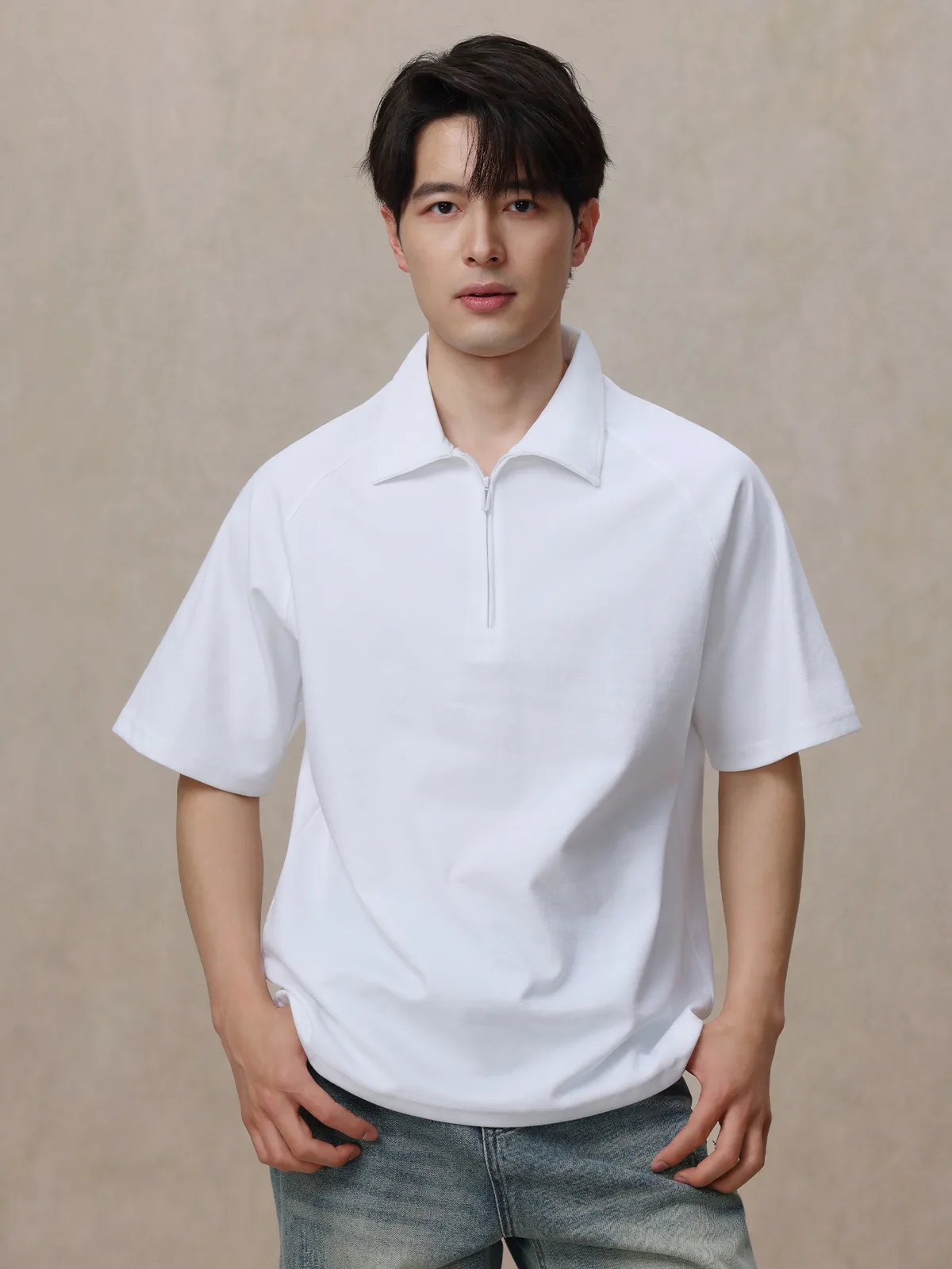 Men's Polo Shirt with Quarter-Zip