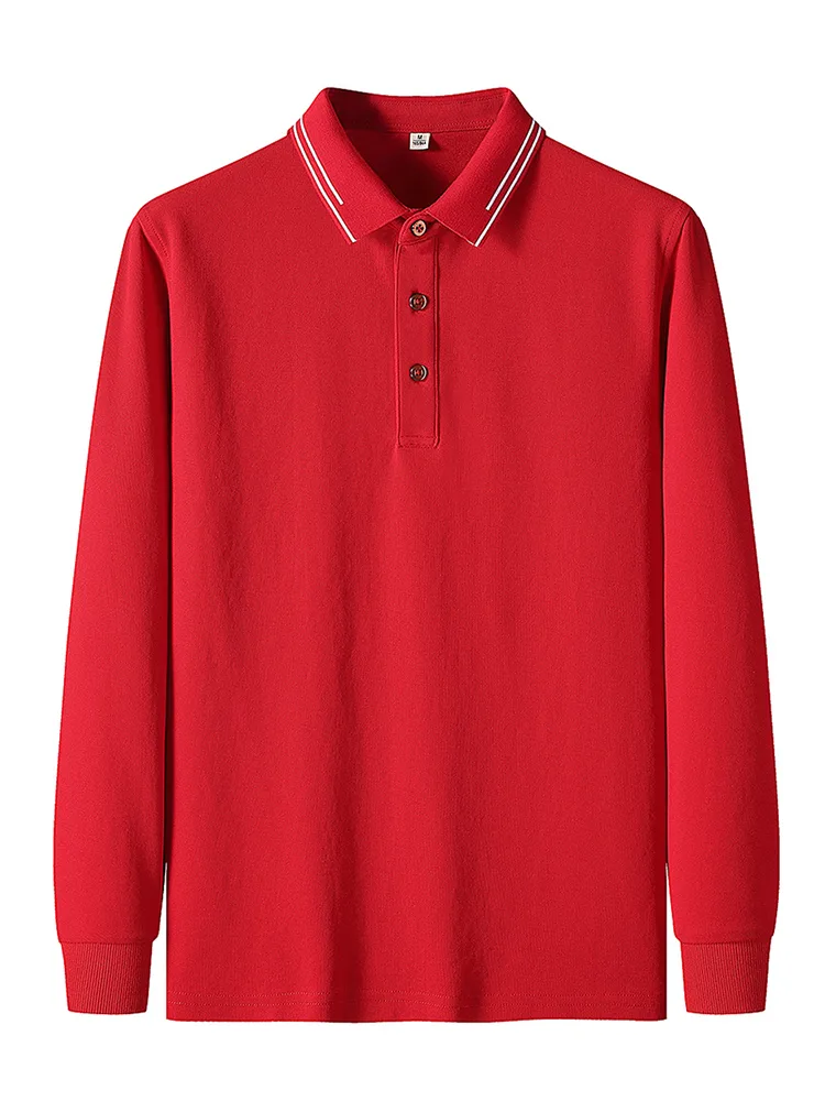 Solid colour long sleeve polo shirt, wholesale