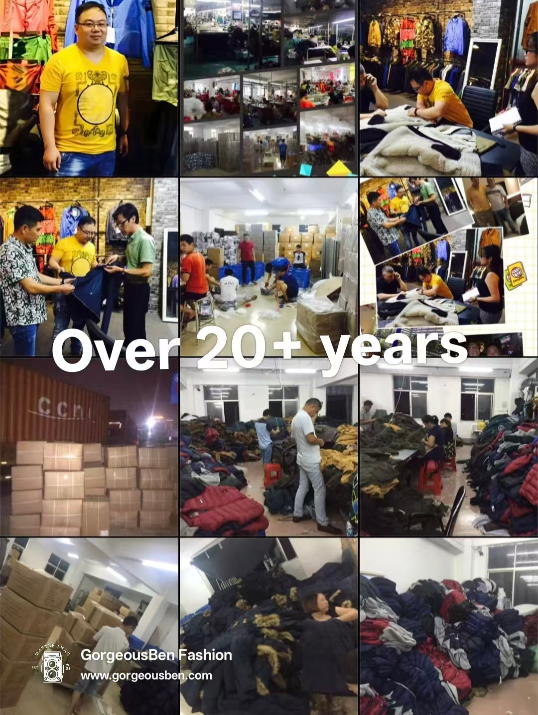 GorgeousBen 20 years men apparel factory workshop, OEM ODM men's hoodie pants jacket production & bulk wholesale