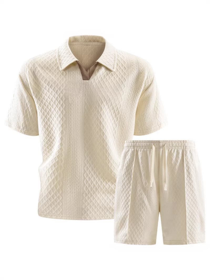2026 Summer Cross-Border Amazon 3D Fashion Suit Men's Short-Sleeved T-Shirt New Style Wide Sports Casual Two-Piece Set