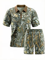 2026 Summer Cross-Border Amazon 3D Trendy Men's Camouflage Suit Short-Sleeved Five-Quarter Pants Sports and Casual Two-Piece Set