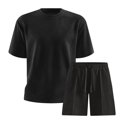 2026 Summer Cross-Border Amazon 3D Sports Suit Men's Short Sleeve T-Shirt + Shorts Casual Sportswear Two-Piece Set