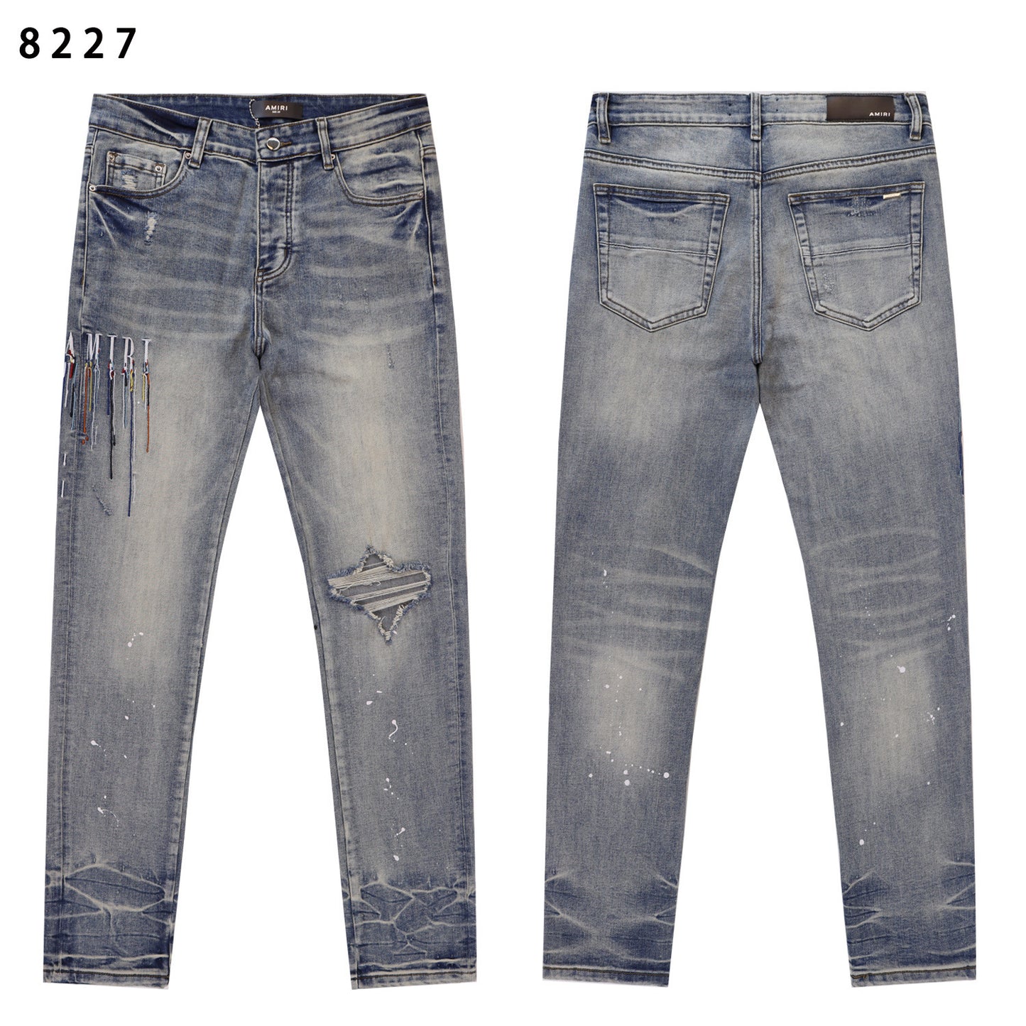 Men's Embroidered Slim-Fit Jeans