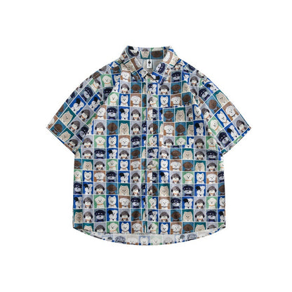 Catalog 2025 Summer New Youth Fashion Creative Casual Stylish Puppy Full Print Design Loose Short-Sleeved Shirt