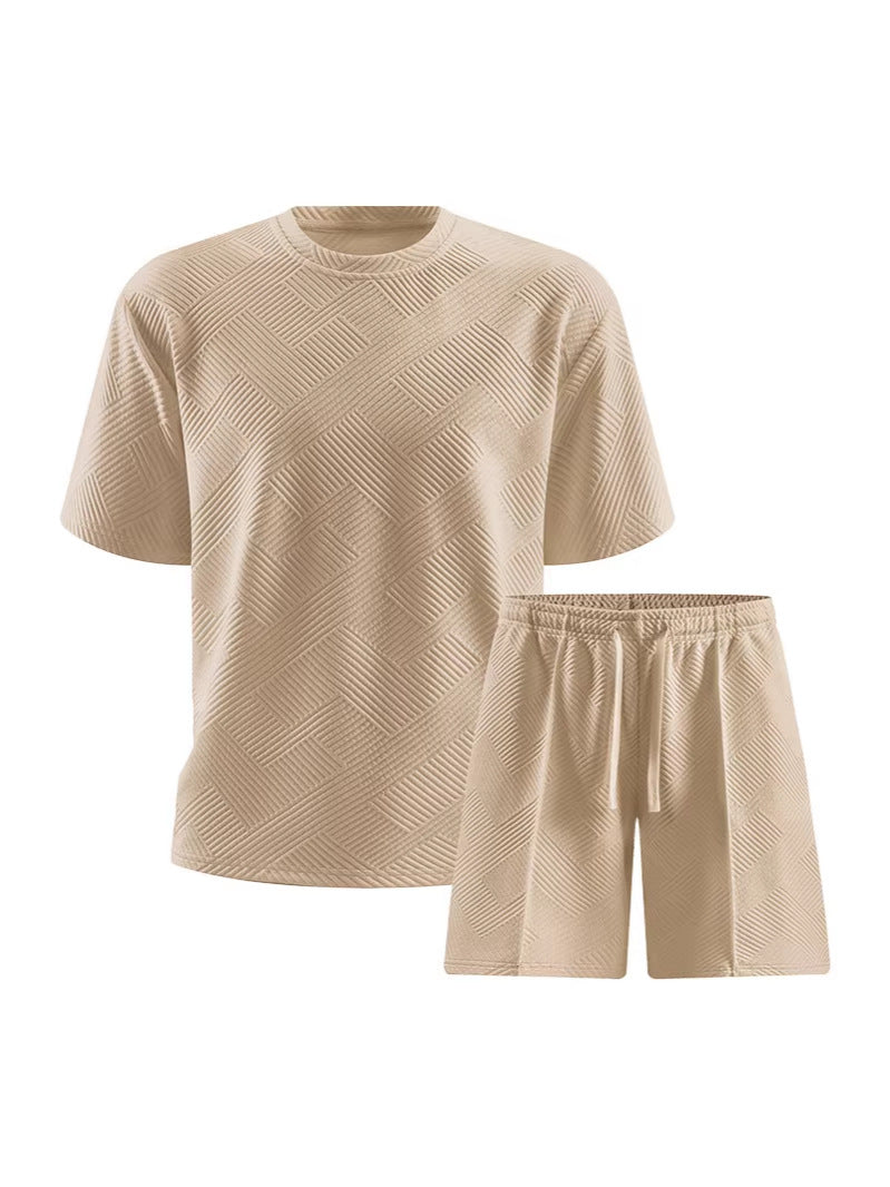 2026 Summer Cross-Border Amazon 3D Sports Suit Men's Short Sleeve T-Shirt + Shorts Casual Sportswear Two-Piece Set