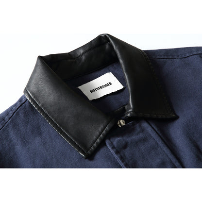 Model 26 Spring and Autumn Japanese Style Retro Jacket Pu Turn-Down Collar Workwear Jacket Men's Casual Loose Top Trendy