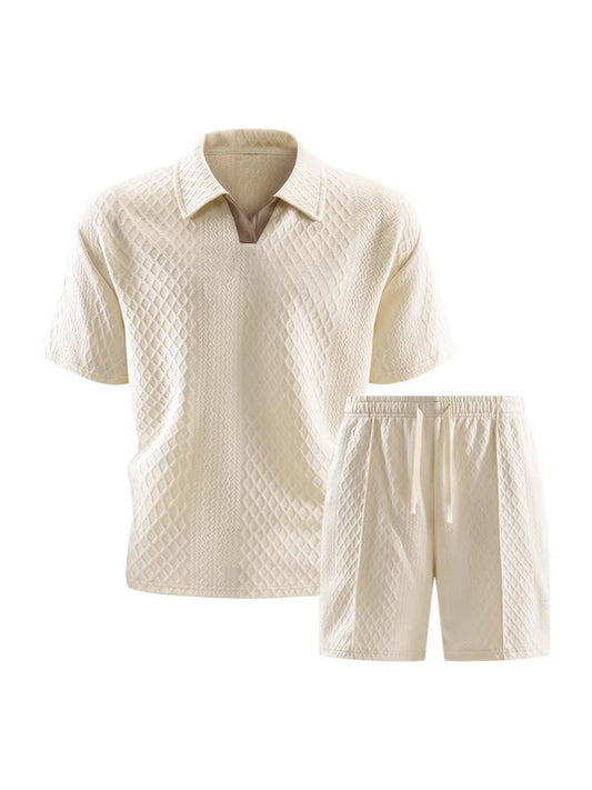 2026 Summer Cross-Border Amazon 3D Fashion Suit Men's Short-Sleeved T-Shirt New Style Wide Sports Casual Two-Piece Set