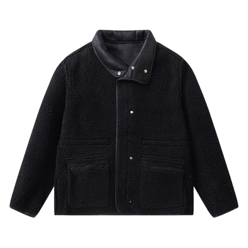 GorgeousBen Men's Reversible Fleece & PU Leather Winter Jacket