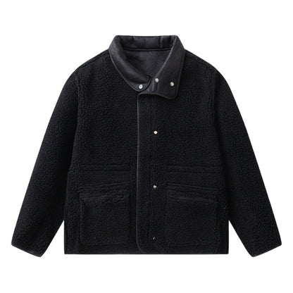 GorgeousBen Men's Reversible Fleece & PU Leather Winter Jacket