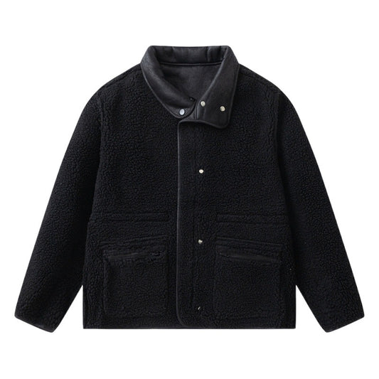 GorgeousBen Men's Reversible Fleece & PU Leather Winter Jacket
