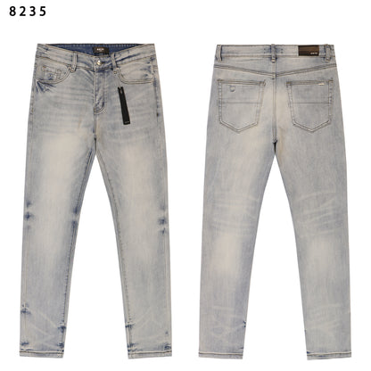 Men's Embroidered Slim-Fit Jeans