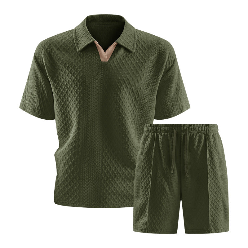 2026 Summer Cross-Border Amazon 3D Fashion Suit Men's Short-Sleeved T-Shirt New Style Wide Sports Casual Two-Piece Set