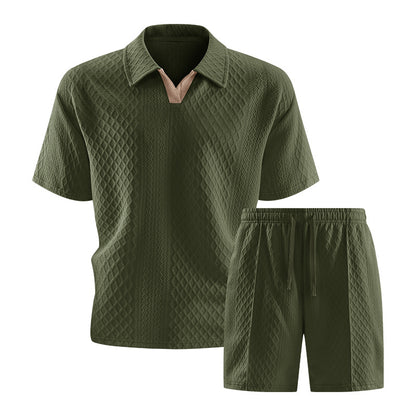 2026 Summer Cross-Border Amazon 3D Fashion Suit Men's Short-Sleeved T-Shirt New Style Wide Sports Casual Two-Piece Set
