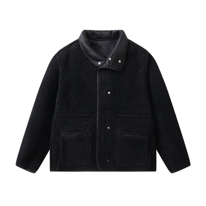 GorgeousBen Men's Reversible Fleece & PU Leather Winter Jacket