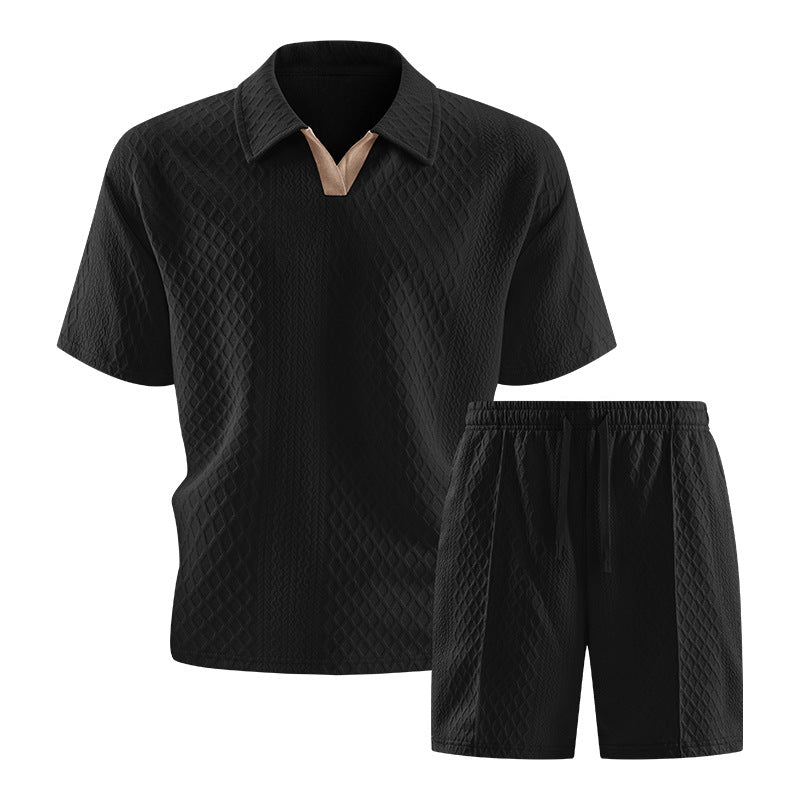2026 Summer Cross-Border Amazon 3D Fashion Suit Men's Short-Sleeved T-Shirt New Style Wide Sports Casual Two-Piece Set