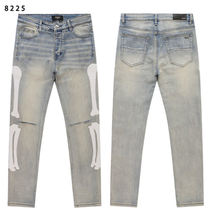 Men's Embroidered Slim-Fit Jeans