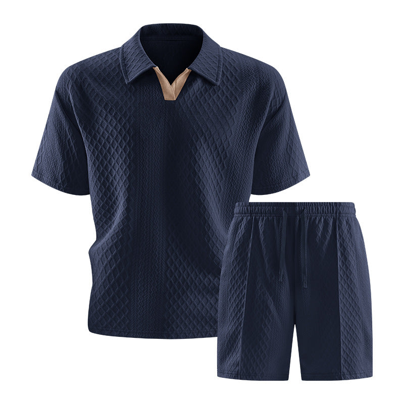 2026 Summer Cross-Border Amazon 3D Fashion Suit Men's Short-Sleeved T-Shirt New Style Wide Sports Casual Two-Piece Set