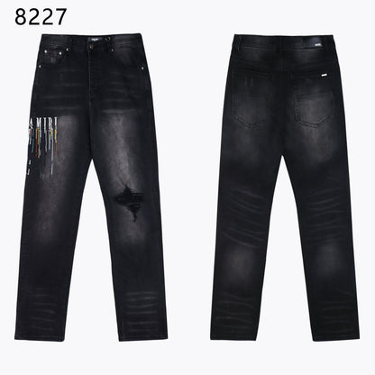 Men's Embroidered Slim-Fit Jeans