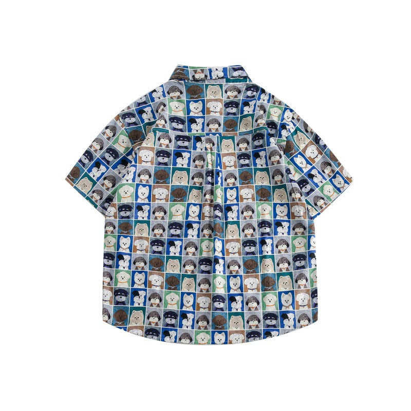 Catalog 2025 Summer New Youth Fashion Creative Casual Stylish Puppy Full Print Design Loose Short-Sleeved Shirt