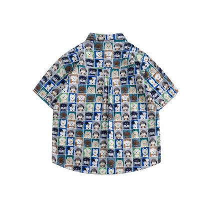 Catalog 2025 Summer New Youth Fashion Creative Casual Stylish Puppy Full Print Design Loose Short-Sleeved Shirt