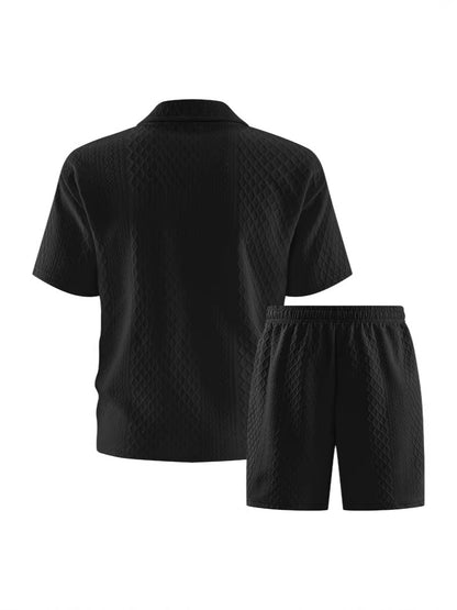 2026 Summer Cross-Border Amazon 3D Fashion Suit Men's Short-Sleeved T-Shirt New Style Wide Sports Casual Two-Piece Set