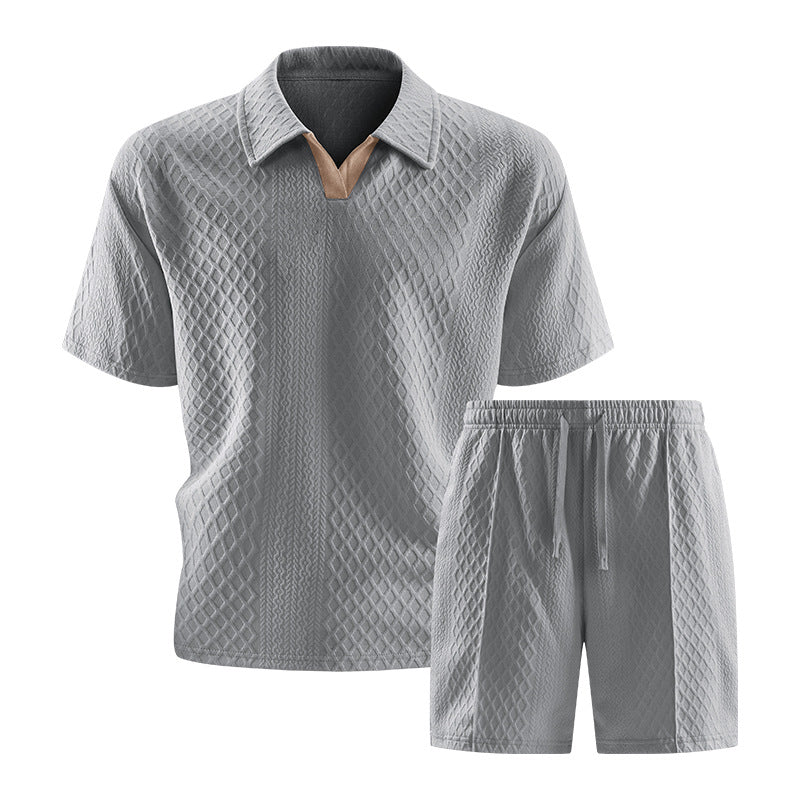 2026 Summer Cross-Border Amazon 3D Fashion Suit Men's Short-Sleeved T-Shirt New Style Wide Sports Casual Two-Piece Set