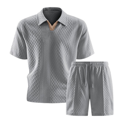 2026 Summer Cross-Border Amazon 3D Fashion Suit Men's Short-Sleeved T-Shirt New Style Wide Sports Casual Two-Piece Set