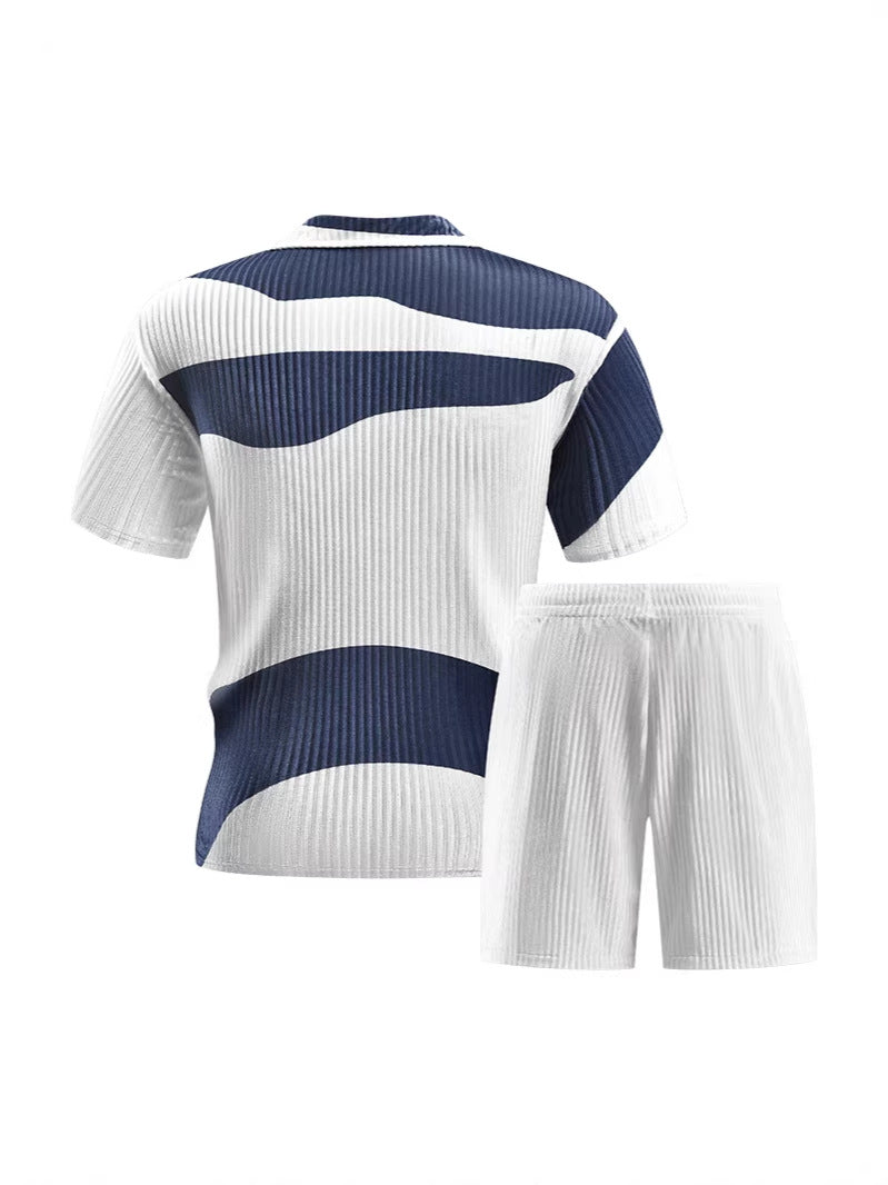2026 Summer Cross-Border Amazon 3D Sports Suit Men's Short Sleeve T-Shirt + Shorts Casual Sportswear Two-Piece Set