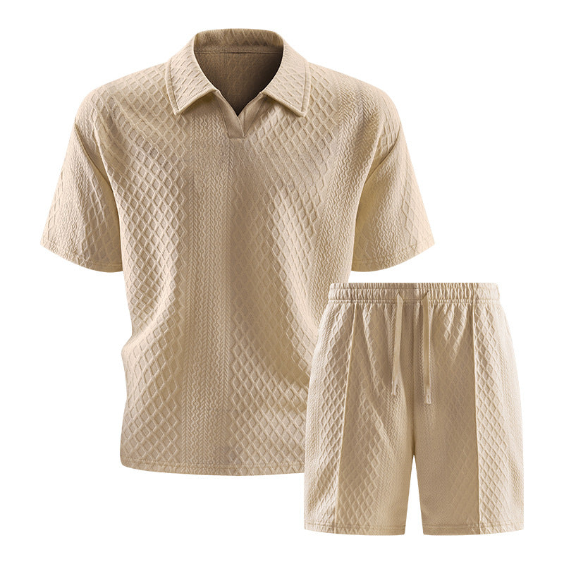 2026 Summer Cross-Border Amazon 3D Fashion Suit Men's Short-Sleeved T-Shirt New Style Wide Sports Casual Two-Piece Set