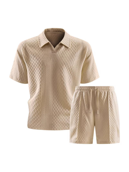 2026 Summer Cross-Border Amazon 3D Fashion Suit Men's Short-Sleeved T-Shirt New Style Wide Sports Casual Two-Piece Set