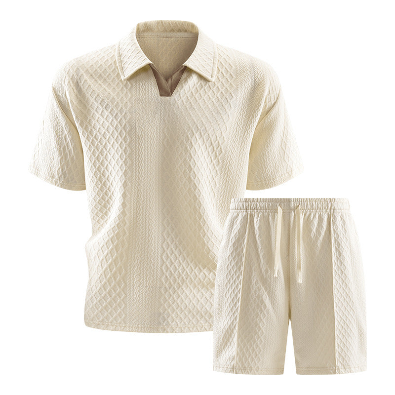 2026 Summer Cross-Border Amazon 3D Fashion Suit Men's Short-Sleeved T-Shirt New Style Wide Sports Casual Two-Piece Set