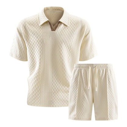 2026 Summer Cross-Border Amazon 3D Fashion Suit Men's Short-Sleeved T-Shirt New Style Wide Sports Casual Two-Piece Set