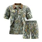 2026 Summer Cross-Border Amazon 3D Trendy Men's Camouflage Suit Short-Sleeved Five-Quarter Pants Sports and Casual Two-Piece Set
