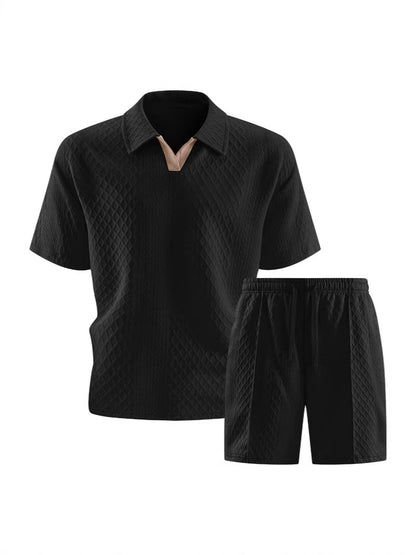 2026 Summer Cross-Border Amazon 3D Fashion Suit Men's Short-Sleeved T-Shirt New Style Wide Sports Casual Two-Piece Set