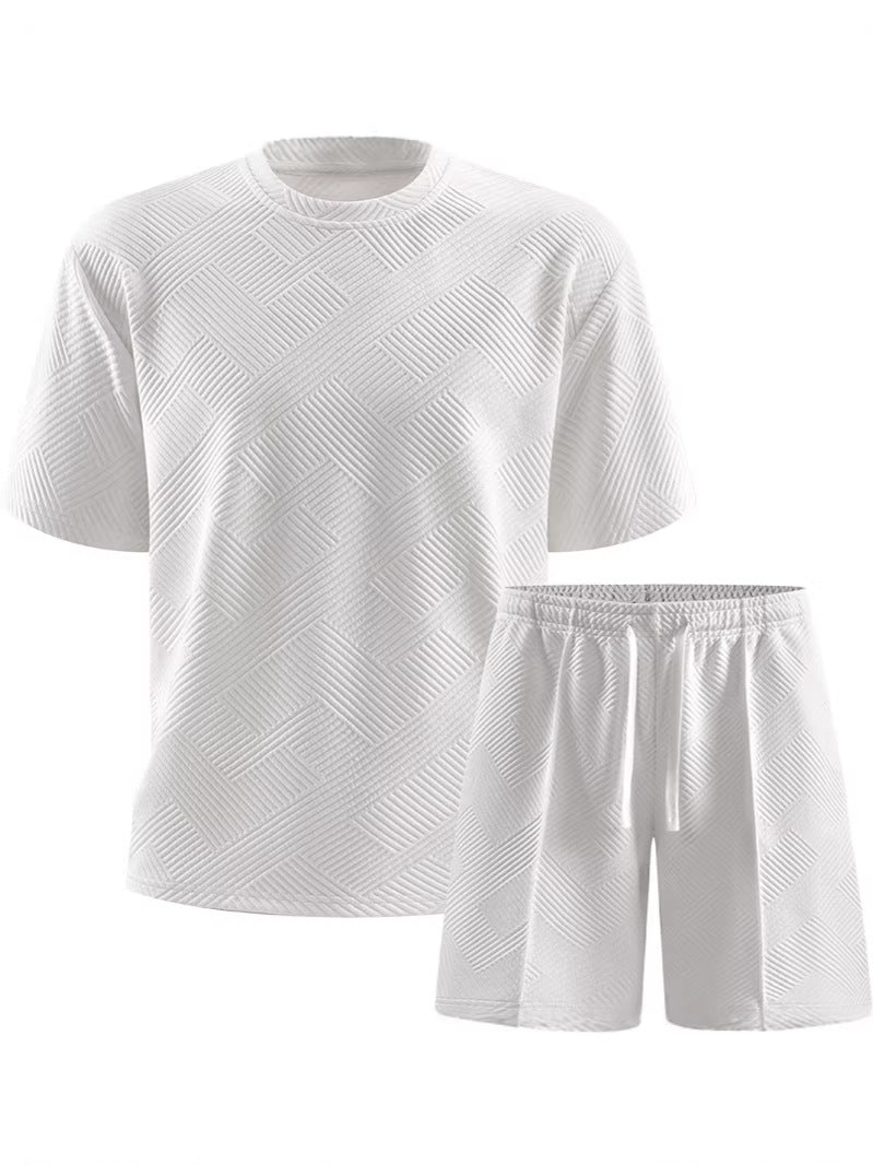 2026 Summer Cross-Border Amazon 3D Sports Suit Men's Short Sleeve T-Shirt + Shorts Casual Sportswear Two-Piece Set