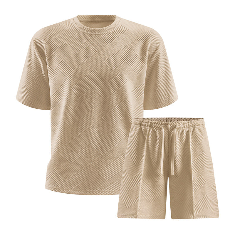 2026 Summer Cross-Border Amazon 3D Sports Suit Men's Short Sleeve T-Shirt + Shorts Casual Sportswear Two-Piece Set