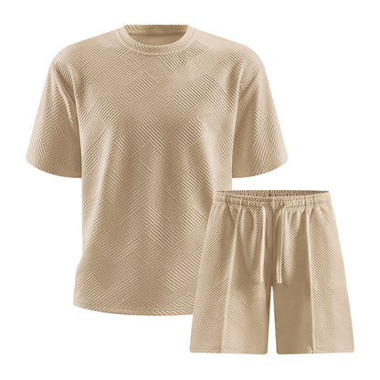 2026 Summer Cross-Border Amazon 3D Sports Suit Men's Short Sleeve T-Shirt + Shorts Casual Sportswear Two-Piece Set